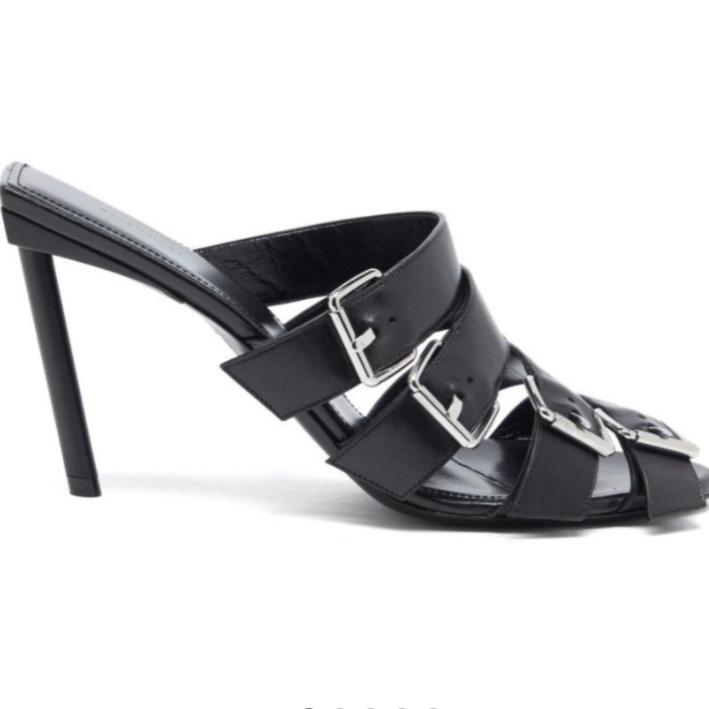 Balenciaga 80mm Four-Buckle Napa Slide Sandals..NWT